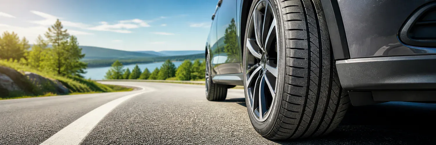 Summer tire presented on a light background
