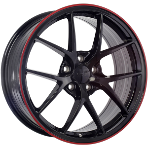 DAI Wheels SKY 16x7.0 Noir lustre - Ligne rouge