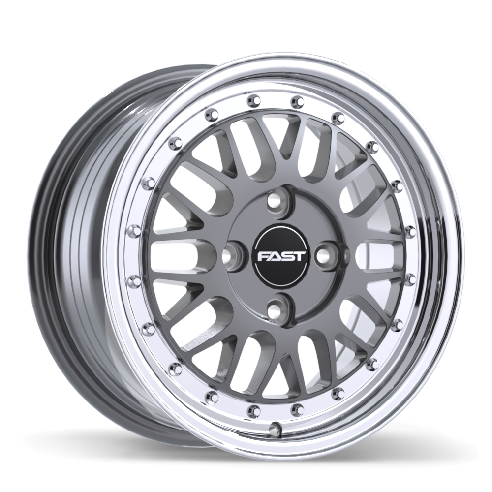 Fast Wheels FR01 15x7.0" 4x108 Gloss Gunmetal with Machined Lip