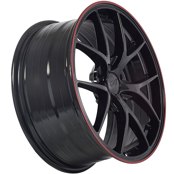 Wheels SKY 18x8.0 5x114.3 Noir lustré - Ligne rouge — 2