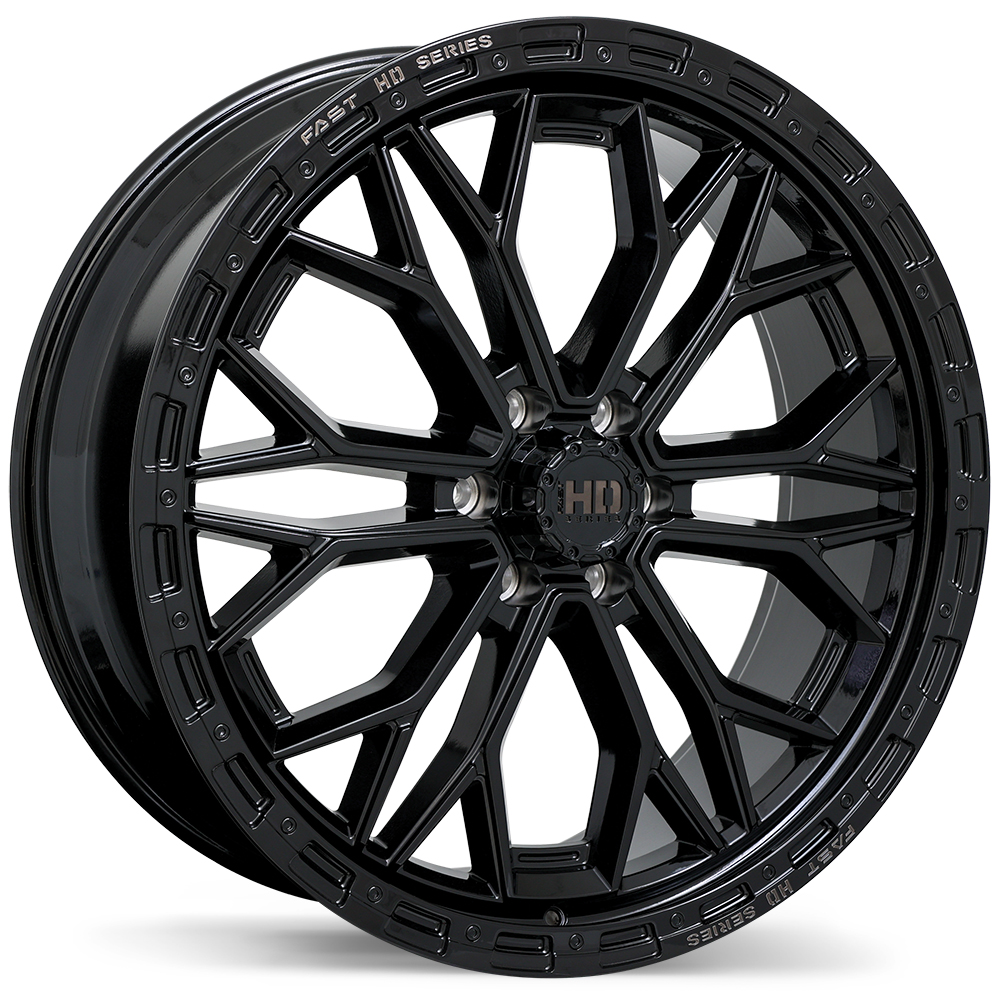 Fast HD Muramasa 24x9.5" 6x139.7 Gloss Black with Grey Milling