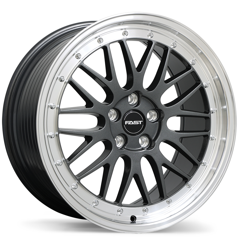 Fast Wheels FR01 17x8.0" 5x100 Gloss Gunmetal with Machined Lip