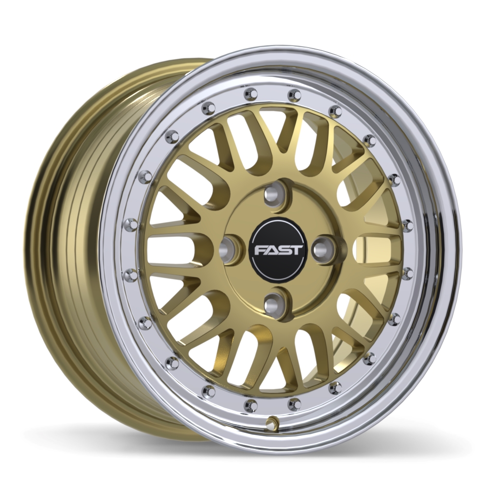 Fast Wheels FR01 15x7.0" 4x100 Gloss Gold with Machined Lip