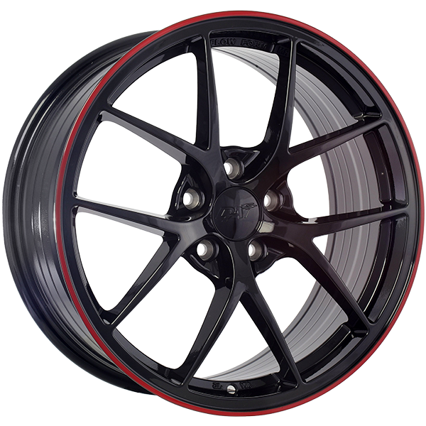 Wheels SKY 18x8.0 5x114.3 Noir lustré - Ligne rouge