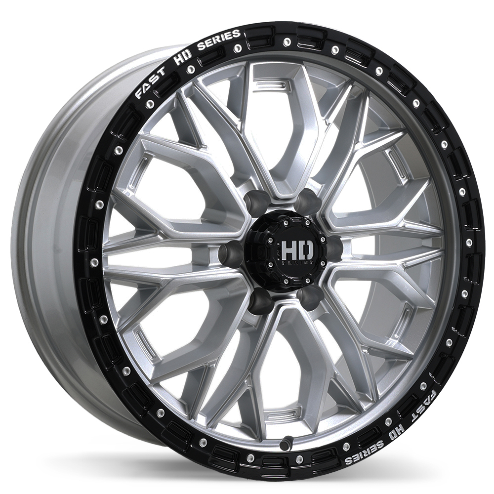 Fast HD Muramasa 20x9.0" 6x139.7 Gloss Silver with Black Lip